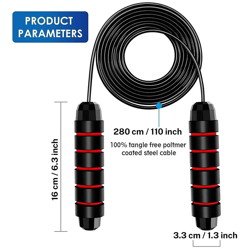 Jump Rope Speed Bearing - Ayarlanabilir Çelik Tel Atlama İpi, Bilyalı